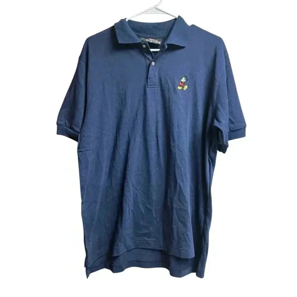 Disney Originals Short Sleeve Cotton Polo Men's Shirt Medium Navy Blue